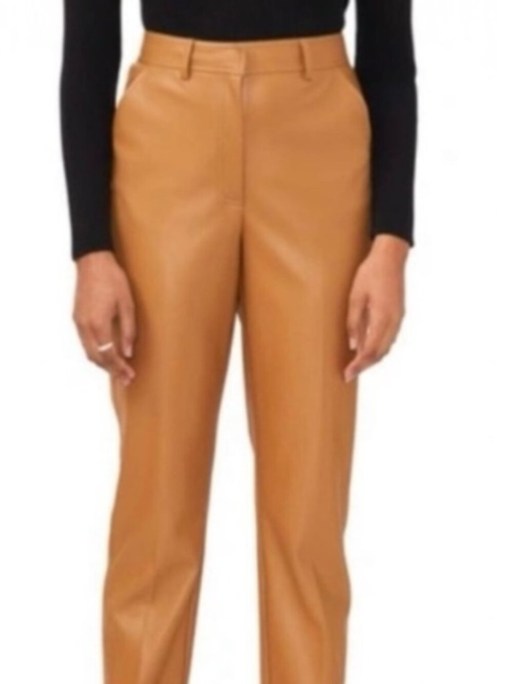 NEW Halogen Faux Leather Ankle Pants In Desert Camel Tan Cognac Size 4 NWT
